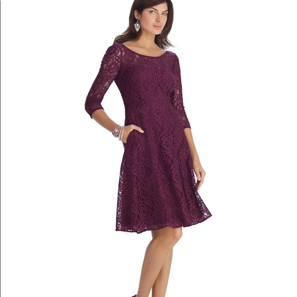 WHBM Burgundy Lace Dress, size 10